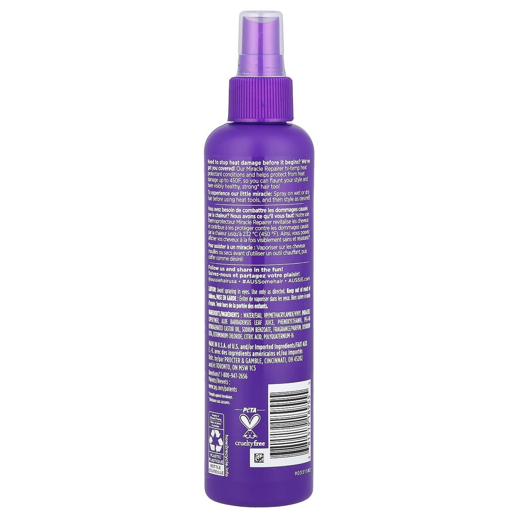 Aussie Miracle Repair, высокотемпературное термозащитное средство с алоэ, 8,5 жидких унций (251 мл)