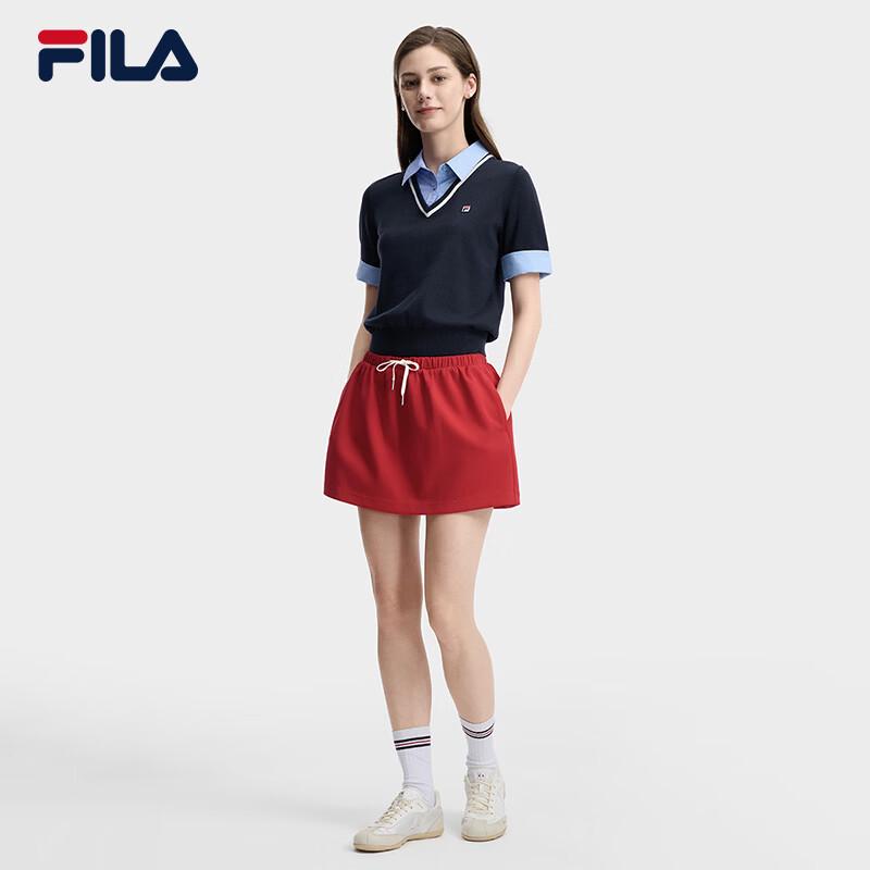 Fila Женская вязаная рубашка-поло с цветовыми блоками, имитация двух предметов