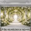 2D White Floral and Column Themed Backdrop Photo Background Banner