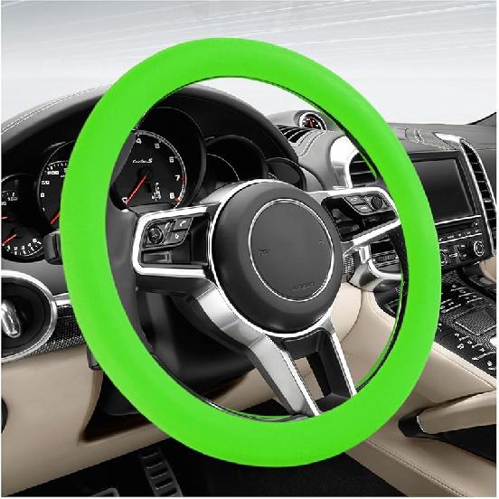 Car Steering Wheel Cover, 13 To 14.17 Inches Anti-Slip Silicone Steering Wheel Protector, Soft Flexible Shock-Absorbent Steering Wheel Protective