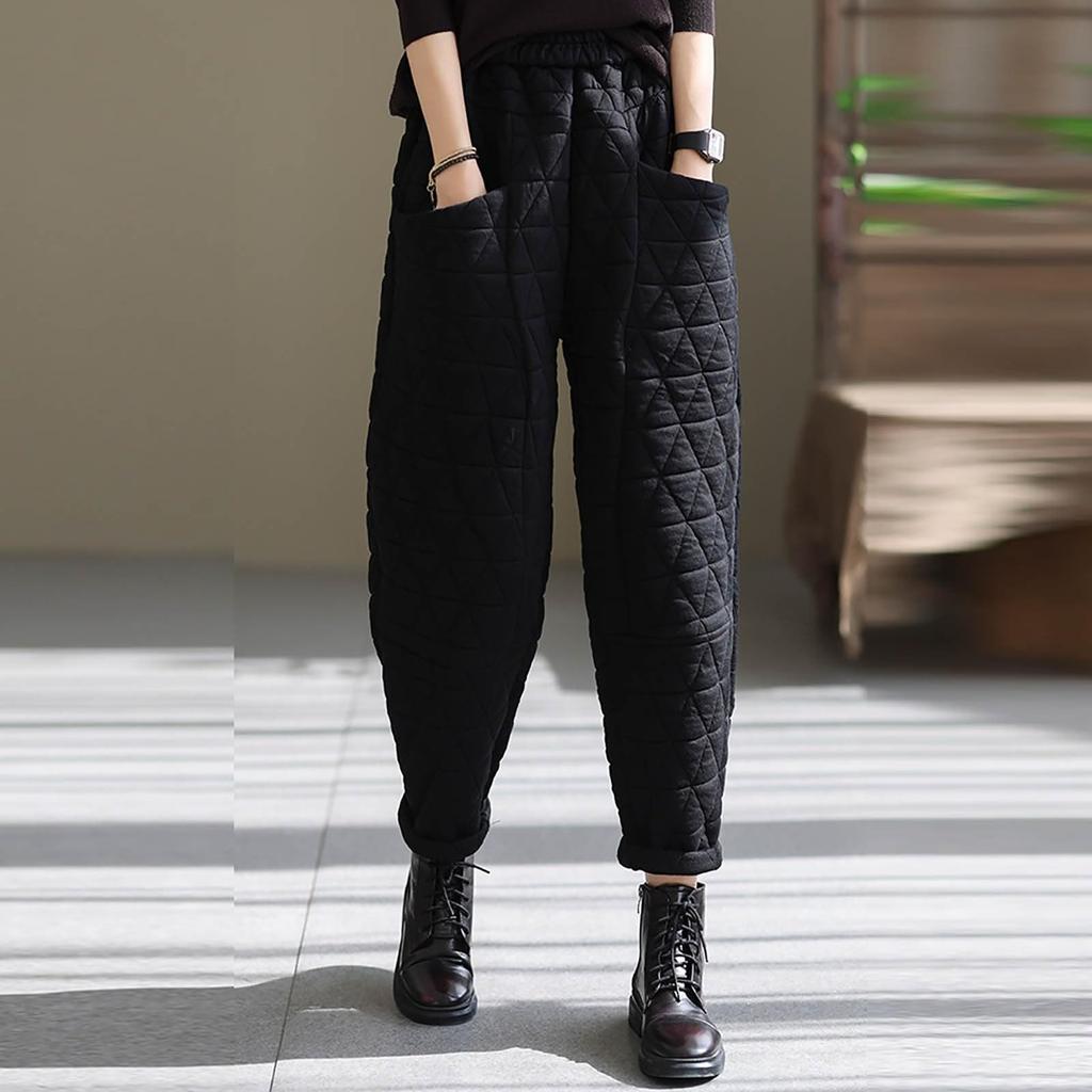 Women's Solid Color Plus-size Cotton Vintage Casual Thickened Haren Pants Pants