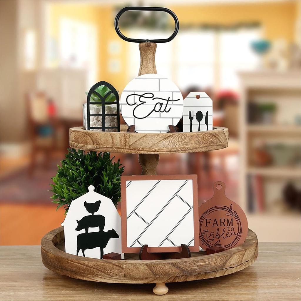 Home Layered Tray Decoration Set Retro Farm Desktop Layered Tray Ornaments Suitable For Home Desktop Shelf Decoration