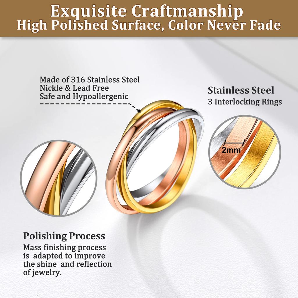 Модное тройное переплетенное кольцо тревоги для мужчин и женщин, уникальное кольцо из нержавеющей стали с крестом, обручальное кольцо, ювелирные изделия, подарки