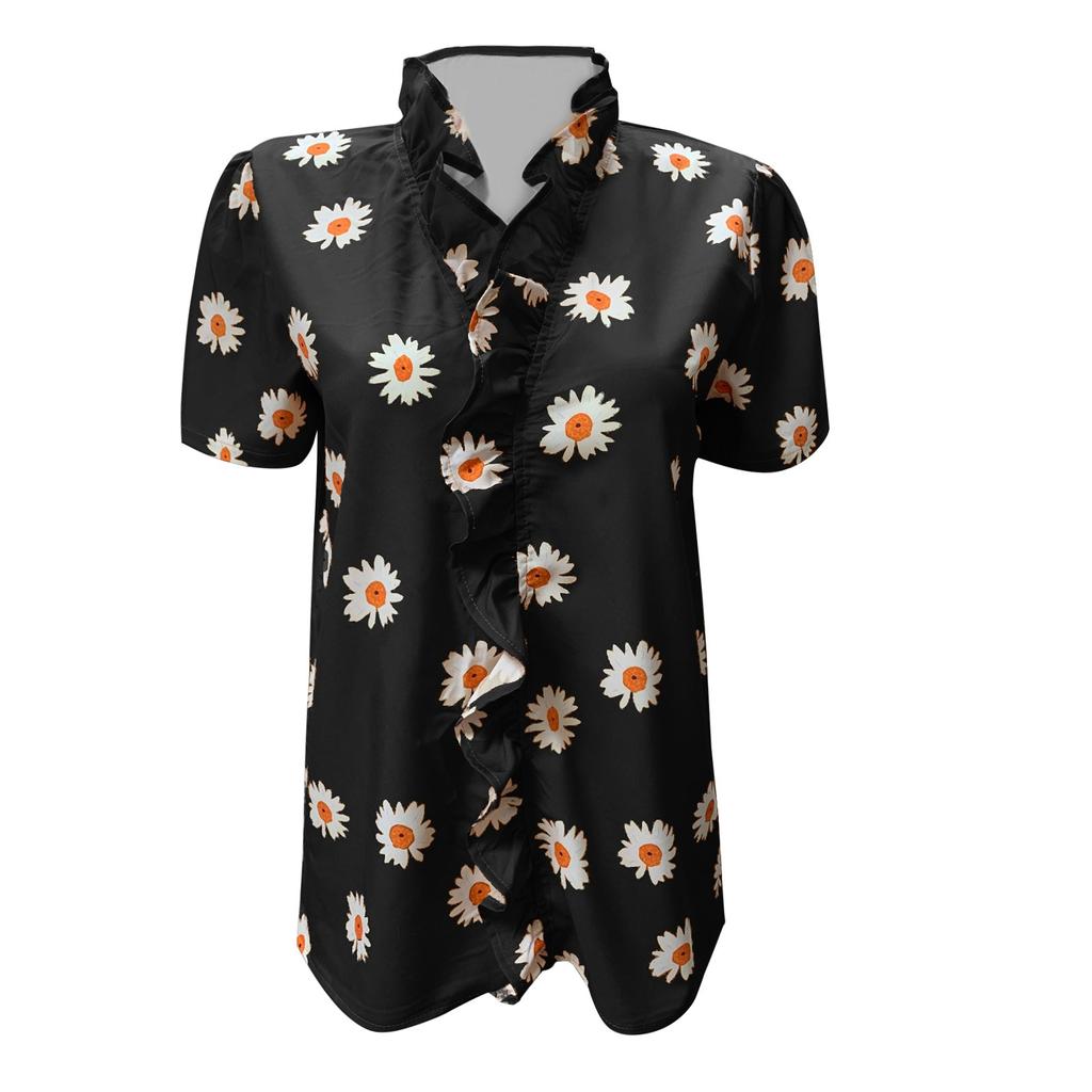 Модная женская блузка с v-образным вырезом и пуговицами, повседневная рубашка