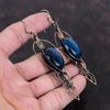 Серьги из синего огненного лабрадорита, серьги из медной проволоки с драгоценными камнями, ювелирные изделия из меди ручной работы, уникальные серьги в подарок для матери, ювелирные изделия из проволоки