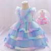 Платье на день рождения для маленьких девочек с блестками, одежда для крещения новорожденных, свадебная одежда для новорожденных, элегантное праздничное платье на крестины, одежда