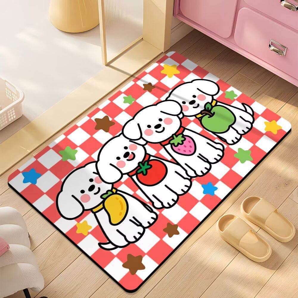 Floor Mat Bathroom Absorbent Mat Cartoon Cute Dopamine Non-slip Mat Household Dirt-resistant Foot Mat Diatom Mud Floor Mat