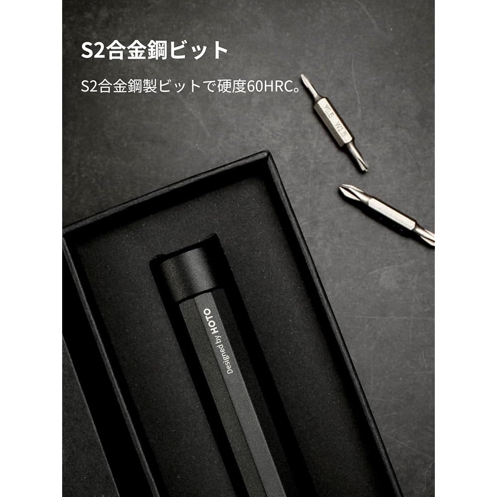 HOTO 24-in-1 Precision Screwdriver Set Gray Lightweight Compact Aluminum Body Magnetic Bit Holder 12 S2 Steel Bits DIY Tool