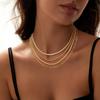 Европейская и американская мода Многослойное металлическое колье на ключицу - Женская простая цепочка «Блейд» и «Фигаро»