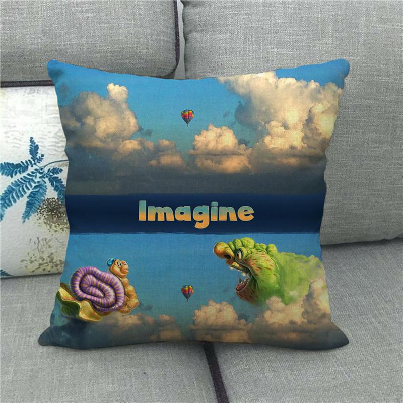Environmental Protection Advertising Illustrations Digital Printing Short Plush Pillow Covers For Car Sofa Office Cushion Cover