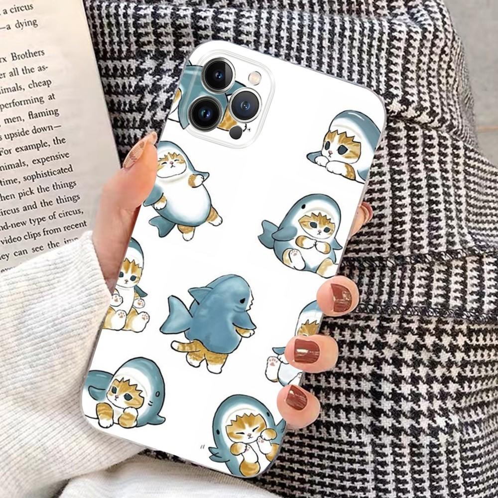kawaii shark Phone Case For iPhone 15 14 11 12 13 Mini Pro XS Max Cover 6 7 8 Plus X XR SE 2020 Funda Shell
