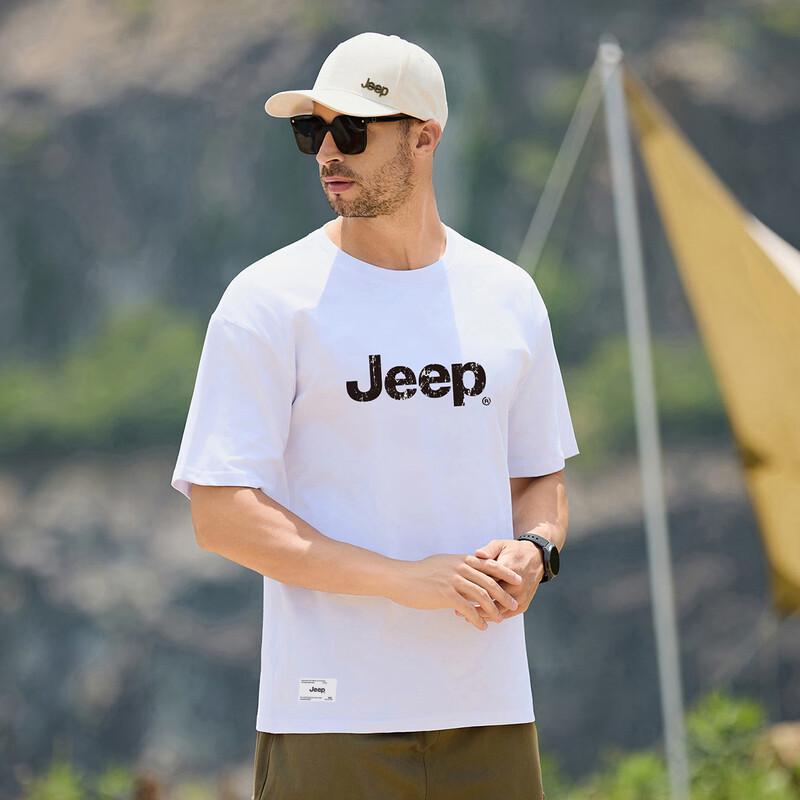 JEEP Men's 100% Cotton Loose Fit Round Neck Short Sleeve T-Shirt