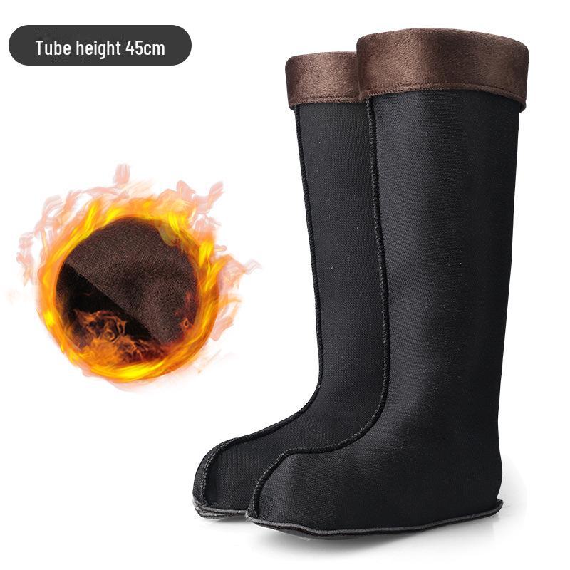 Men's High Tube Warm Rain Boots with Cotton and Velvet Lining