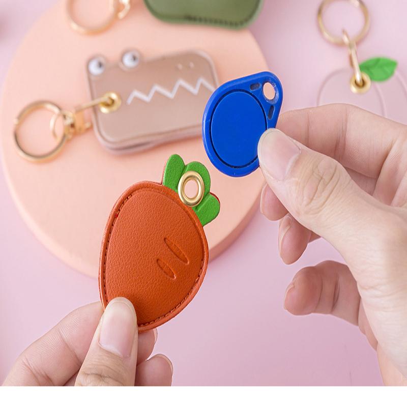 Leather Strawberry Lemon Keychain Case Holder  Women Car Key Ring Charm Bag Car Pendant Gift Anti-Lost Pet Dog Cat Collar