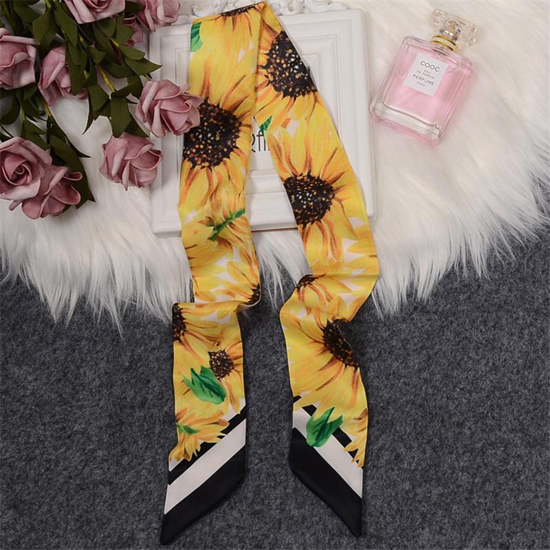 Rose Brand Scarf Women Silk Scarf Bag Skinny Scarves New Design Wrist Towel Foulard Neckerchief Headband For Ladies
