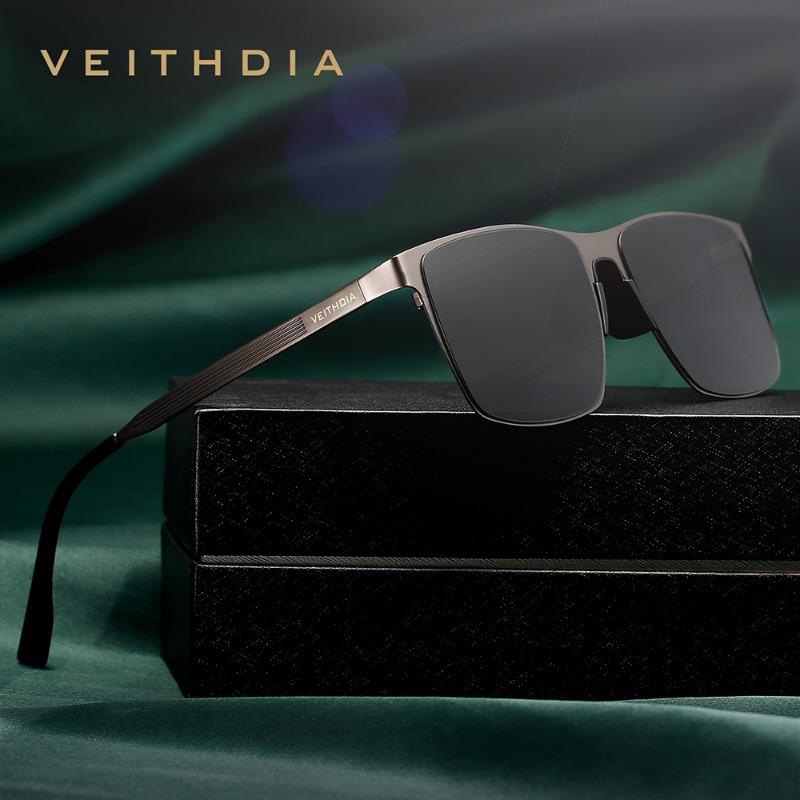 VEITHDIA Мужские модные квадратные поляризационные солнцезащитные очки из нейлона из нержавеющей стали с защитой от ультрафиолета 8226