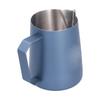 Latte Cup Pointed Spout 304 Stainless Steel Durable Milk Frothing Pitcher with Angled HandleBlue 600ml(without Label)