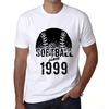 Men’s Vintage Tee Shirt Graphic T Shirt Softball Since 1999 White