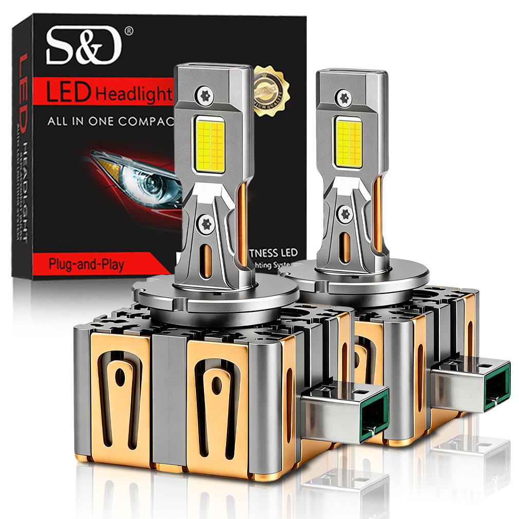 2 шт. Светодиодные лампы для фар D1S D3S двойного цвета Canbus D8S D1R D3R D8R Turbo LED 60000 лм Двусторонние 56-ядерные чипы CSP 6000K 4300K Переключаемая вилка Plug&Play