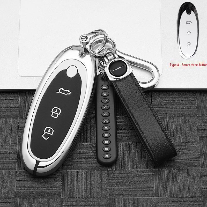 Чехол для ключей Dongfeng Nano 01 2024: Улучшенный металлический корпус автомобиля с модификацией пряжки для моделей New Energy