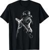 Rock Star Cat Playing Guitar Graphic Black T-Shirt