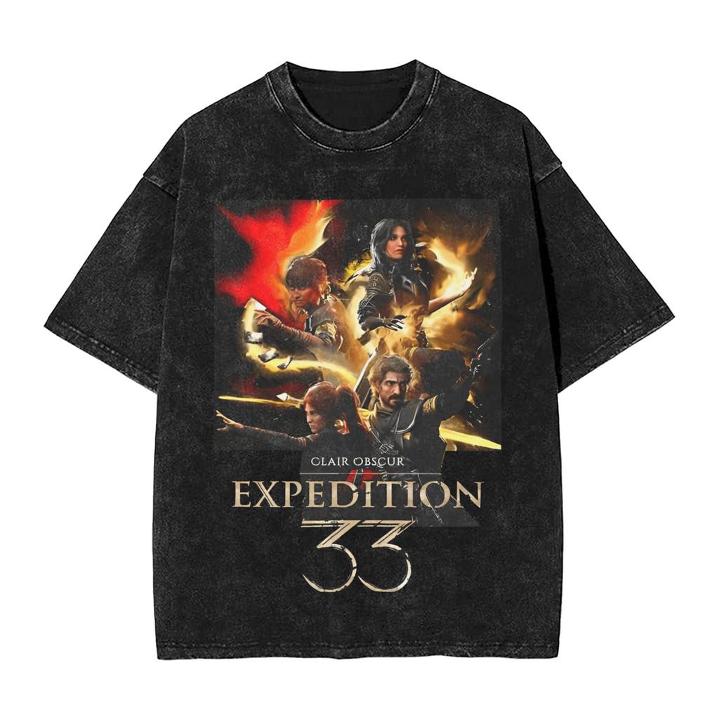 Винтажная футболка с варкой Clair Obscur 33 Игра Простые футболки Модная футболка для мужчин Летняя одежда