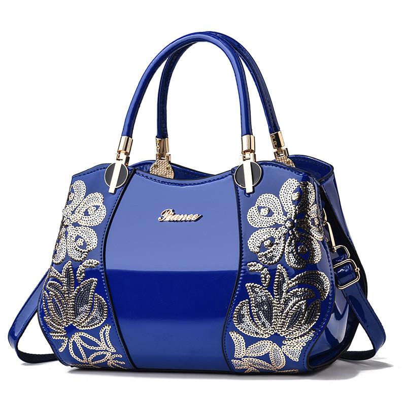 Stylish Middle-aged Women's Boston Big Atmospheric Lady Bag Patented Leather Mom Bag Large Capacity Handbag