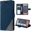 Case for Samsung Galaxy S25 Ultra - BOOLING - Shockproof Protection Synthetic Leather Navy Blue