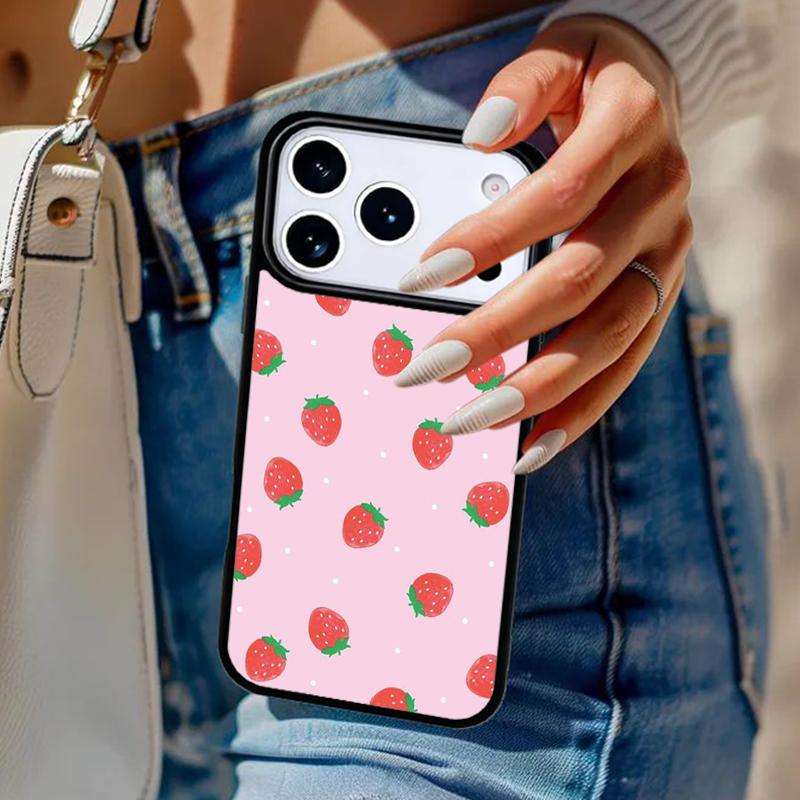 Розовая вишня Вишня Клубника Чехол для телефона Для iPhone 17 Air 14 15 13 12 Max Чехол Для Apple 16e 11 Pro Max Plus Coque
