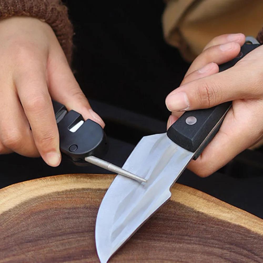 Портативная точилка для ножей Складной многофункциональный инструмент для кемпинга и выживания с точильным камнем для рыбных крючков для использования на открытом воздухе