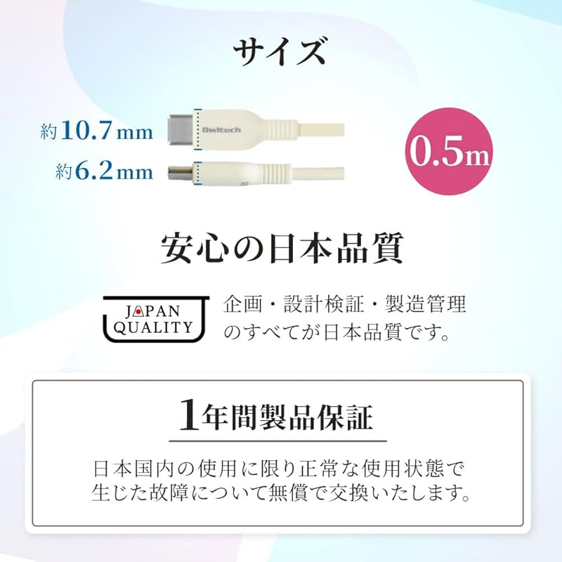 Кабель Owltech USB Type-C 0,5 м Быстрая зарядка 3 А Передача данных 480 Мбит/с Устойчивость к изгибу 15 000 раз и более USB2.0 USB-A USB-C Type-A с