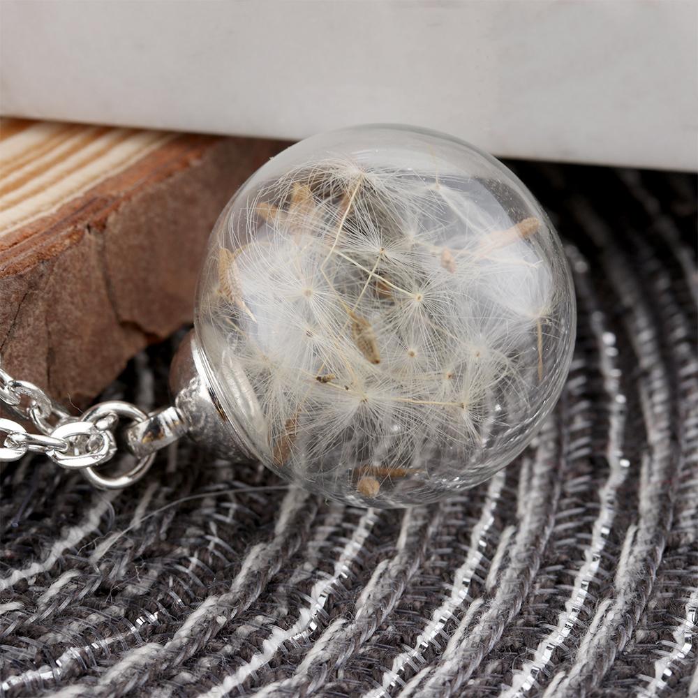 Charm New Chain Handmade Clear Crystal Ball Pendant Dandelion Wishing Necklace Dandelion