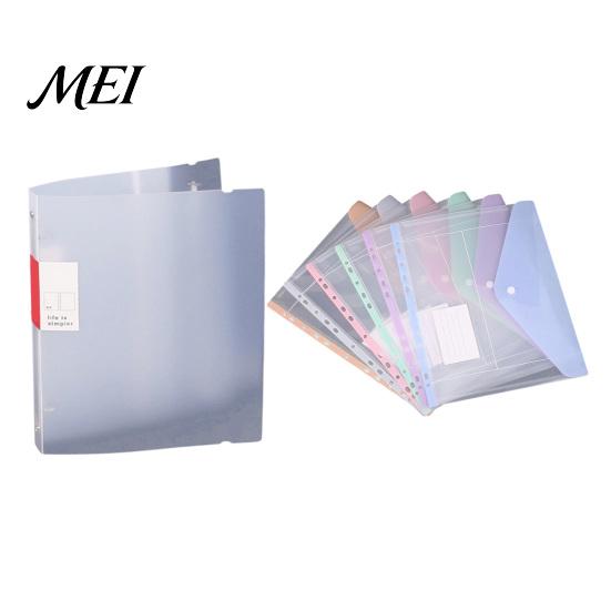 Student Exam Filing Organizer 11 Hole Expandable Binder Folders for 2/3/4 Ring Document Pouch, Plastic Envelopes Snap-on Pouch Pocket with Snap Button