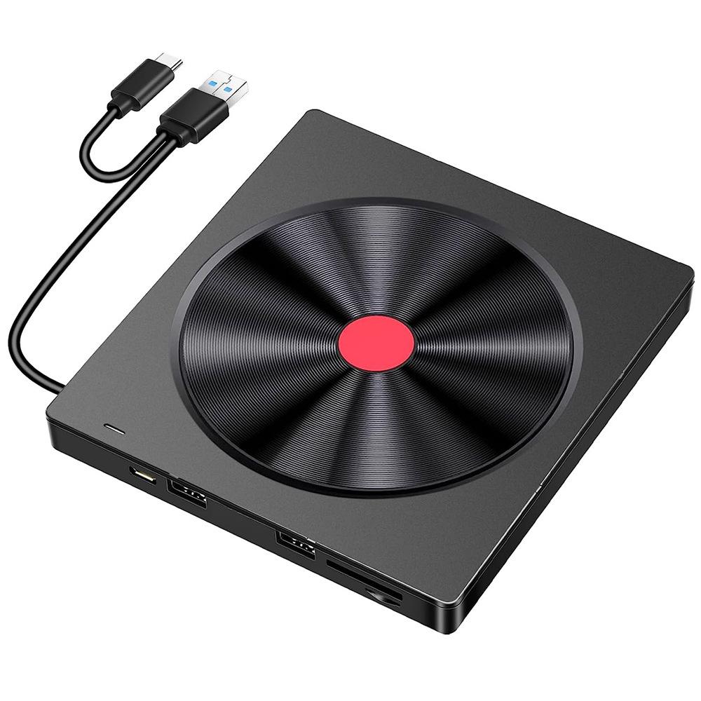 Универсальный внешний оптический привод и кард-ридер 5-в-1 с функцией записи CD/DVD