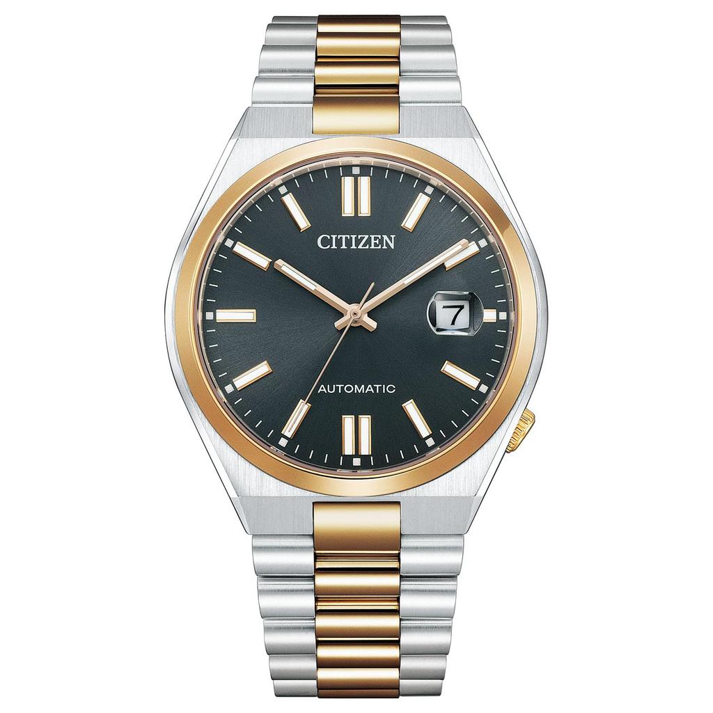 Citizen Механические часы с датой CITIZEN COLLECTION TSUYOSA 40 мм с металлическим автоматическим вторым циферблатом и серебристым мужским дисплеем, NJ0154-80H, Браслет, С прозрачной задней крышкой