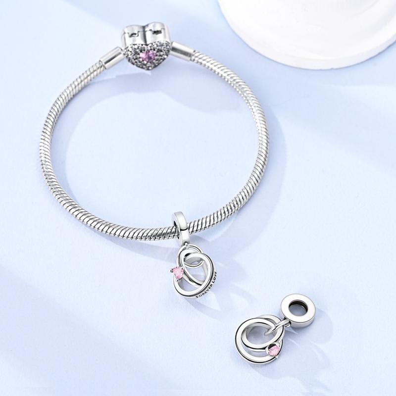 925 Sterling Silver Charms Bead CZ Zircon Wedding Ring Dangle Fit Original Bracelet DIY Women Jewelry Gift
