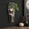 Dark Academia Home Decor Wooden Halloween Decorations, Plant Propagation Station Wall Hanging, Gothic Haunted House Party Supplies Coffin-Shaped Test