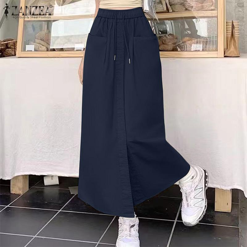 ZANZEA Women Casual Elastic Waist Loose Summer Skirts