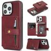 For iPhone 15 Pro Kickstand Case Detachable Card Bag Compatible with MagSafe PU Leather Coated TPU Phone Cover