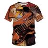 Summer Men's T-shirt 3D Print Tees Guitar Pattern Loose Round Neck Short Sleeve Tops Men