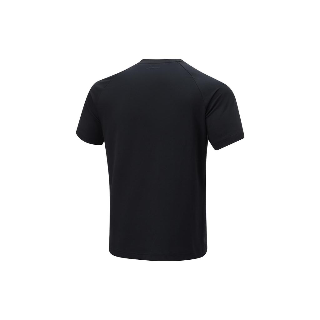 Li Ning Cool Tea T Quick Dry Casual Top Logo Letter Print Round Neck Knitted Sports Short Sleeve T-Shirt Men Tops Black ATSU589-1