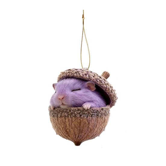 Шарм-подвеска в виде животного-шишки, легко подвешивается, акриловое рождественское подвесное украшение на праздничную тематику, яркий цвет, животное-орнамент