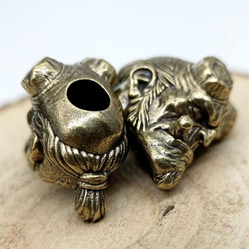 Smoking Demon Skull Head Brass Knife Beads EDC DIY Paracord Woven Bracelets Lanyard Key Chain Pendants Accessories Outdoor Tool Hangings