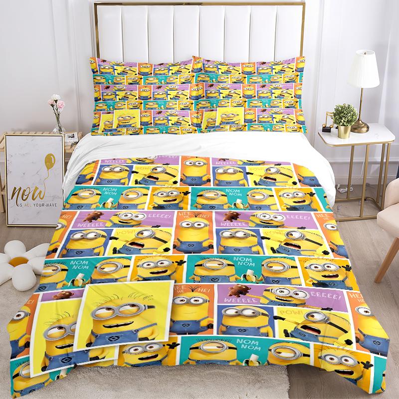 3Pcs Despicable Minions Collage Bedding Sets For All Sizes New 3D Printed Bed Cover Comforter Duvet Cover Pillowcase Bedroom Decoration