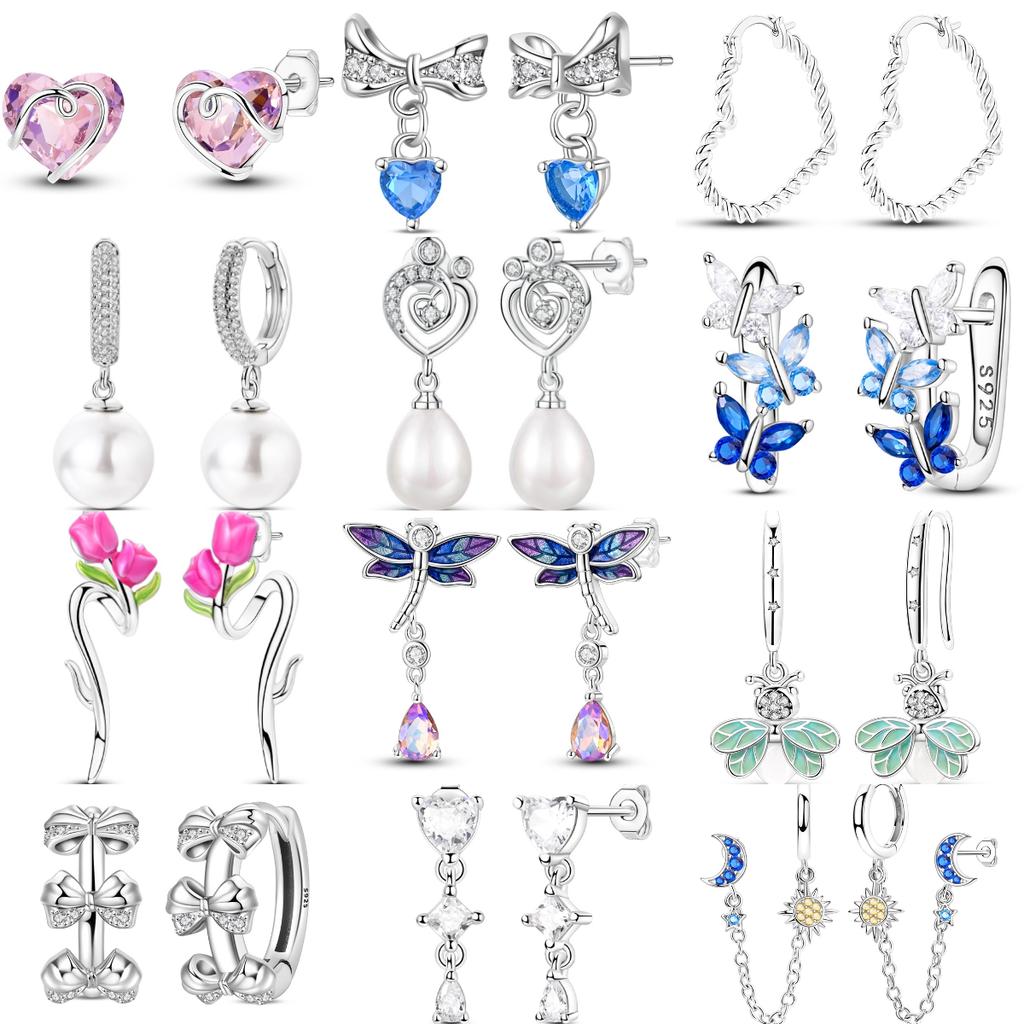 Роскошные Медно-розовые Блестящие Сердечки Жемчужные Серьги Глиттер Ирис Бабочка Серьги-пусеты Зрелый Гламур Женские Ювелирные Аксессуары