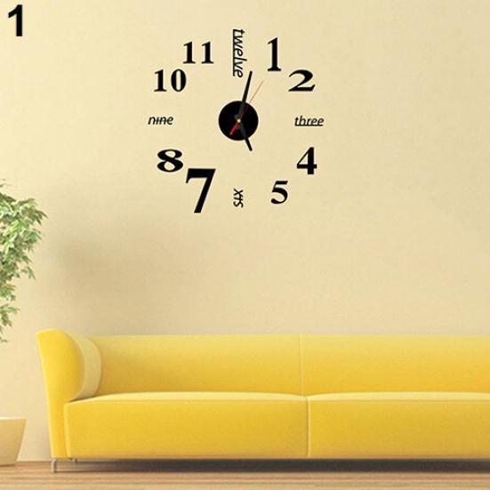 Modern Fashion Home Office Room Decor Background DIY 3D Clock Wall Sticker