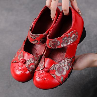 Весенние новые туфли на низком толстом каблуке, повседневные женские туфли с кожаным принтом, женские одинарные туфли, удобные для мамы