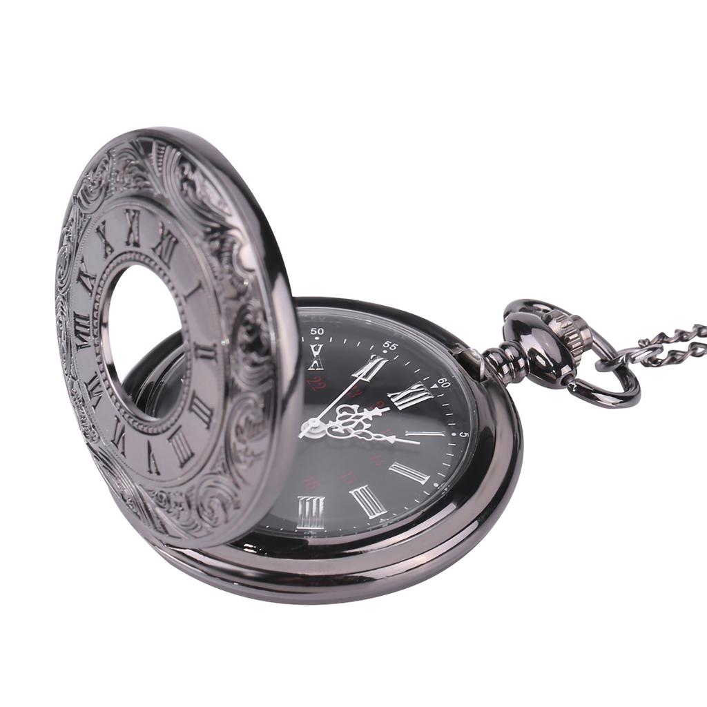 Classical Quartz Analog Alloy Pocket Watch Necklace Pendant with Chain