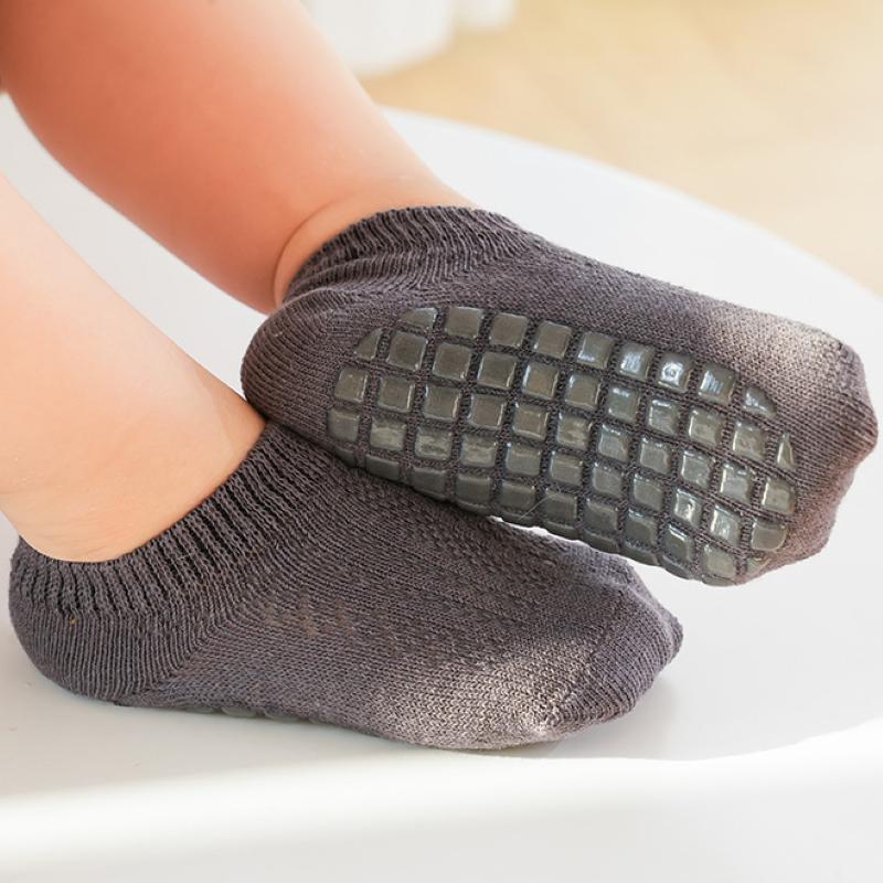 5 пар Весенне-летние носки для новорожденных, однотонные, детские носки для пола, мягкие хлопковые нескользящие носки-лодочки для девочек и мальчиков 0-5