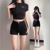 Весна 2025 Мини-шорты из черного денима с высокой талией для образа горячей девушки
